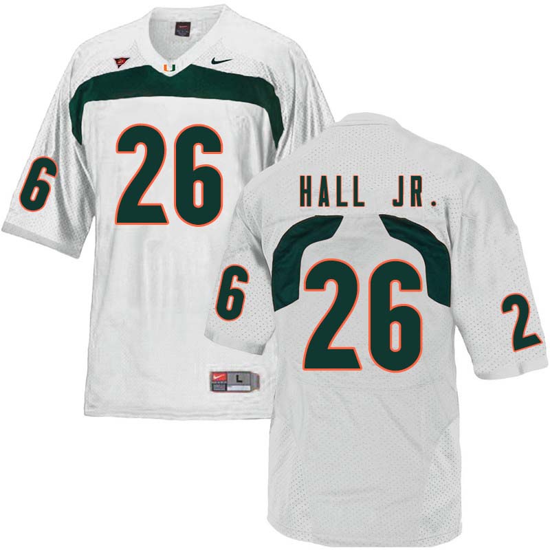 Nike Miami Hurricanes #26 Gurvan Hall Jr. College Football Jerseys Sale-White - Click Image to Close